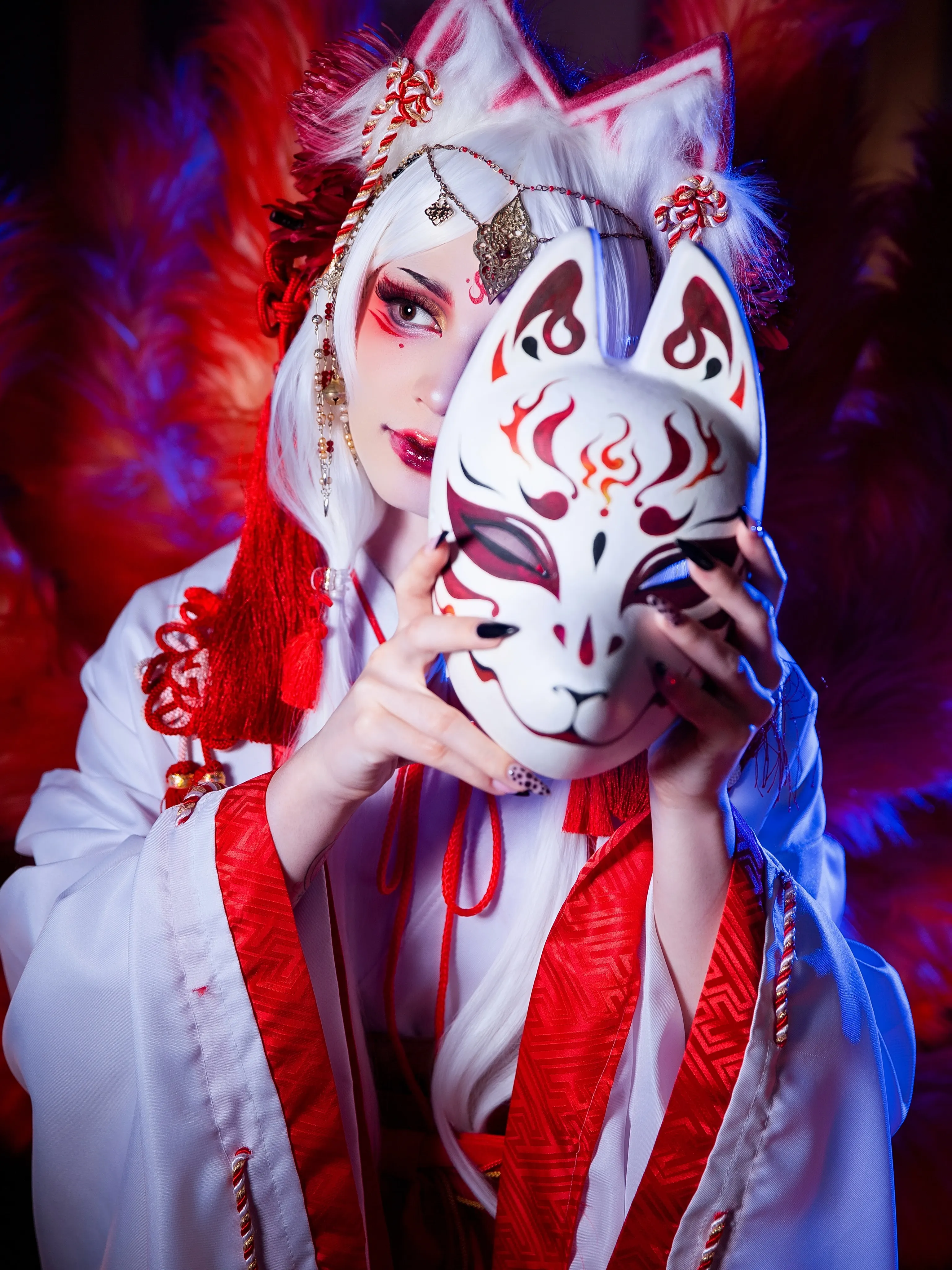 Natsumi en tenue kitsune, photographiée au Studio Kokoro à Arashiyama